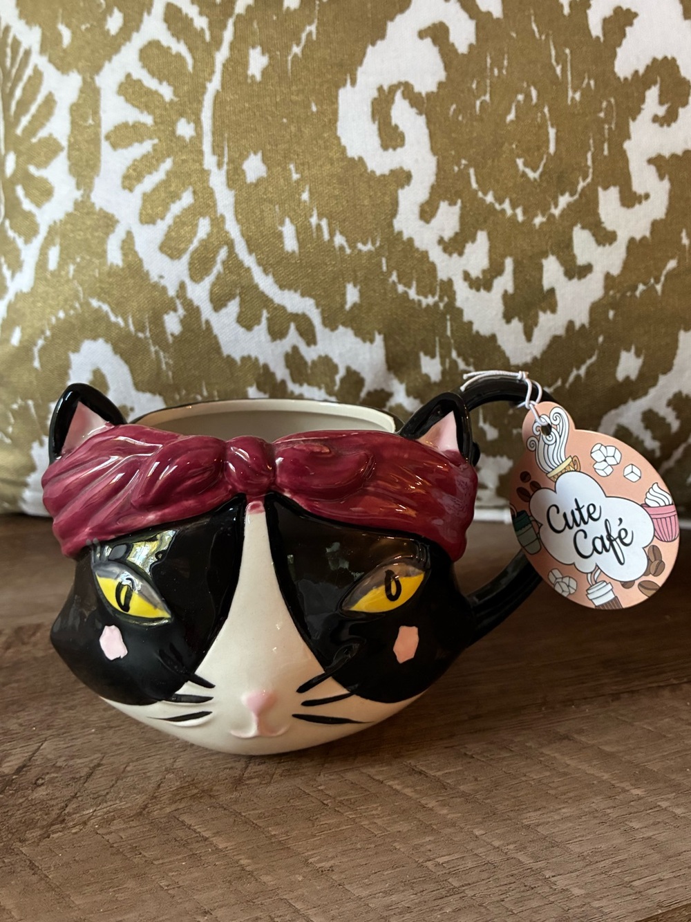 Cute Cafe Boho Cat Mug NWT